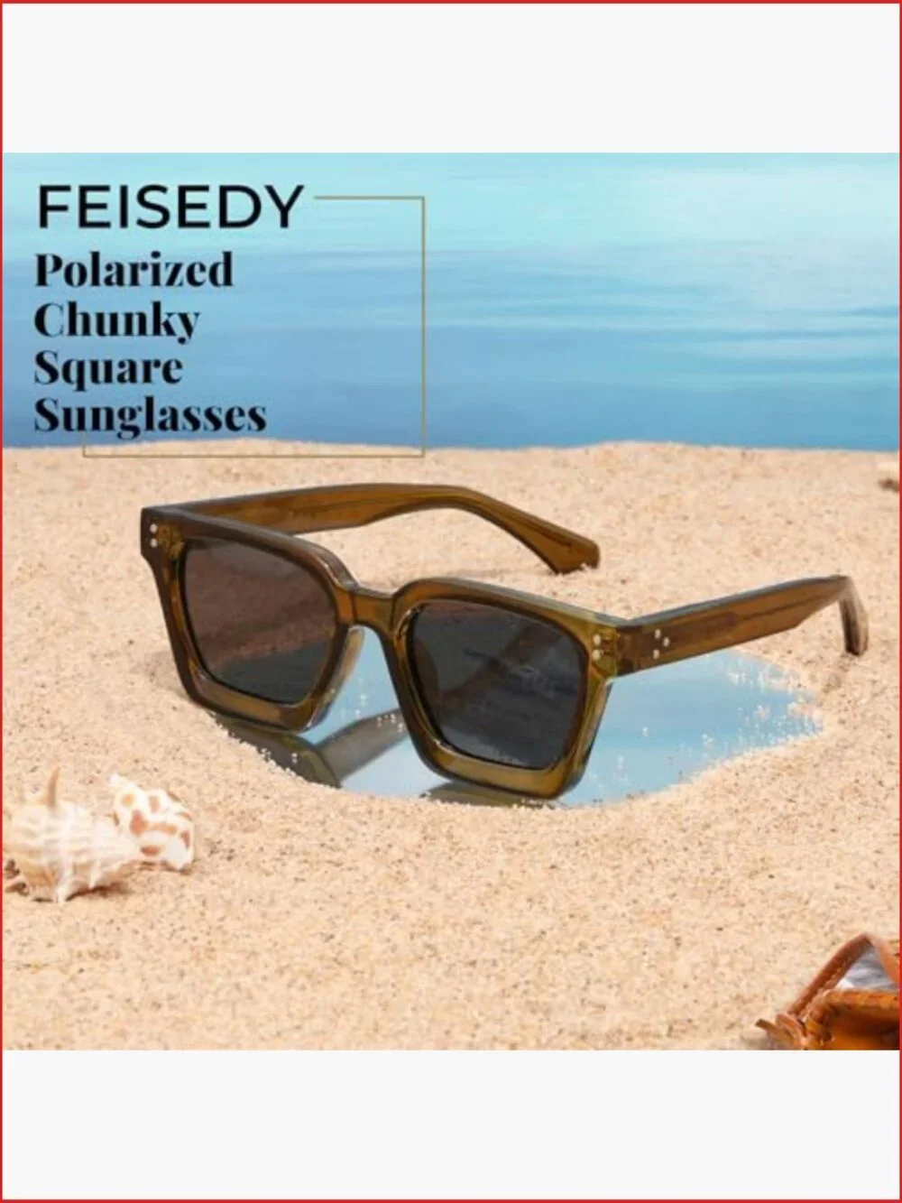 Chunky Square Polarized Sunglasses Rectangle UV400 Protection Thick Frame